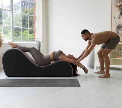 Avana Chakra Yoga Chaise - 2 Adjustable Headrests & Handles with Adjustable Straps, Micro-Velvet/Microloop, Grey & Grey