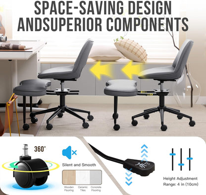 GAOMON Ergonomic Cross Legged Chair with High Lumbar Support, 360° Swivel Meditation Chair with Wheels - Adjustable Height for ADHD Desk & Yoga, PU Leather Yoga Stool for Home, Black