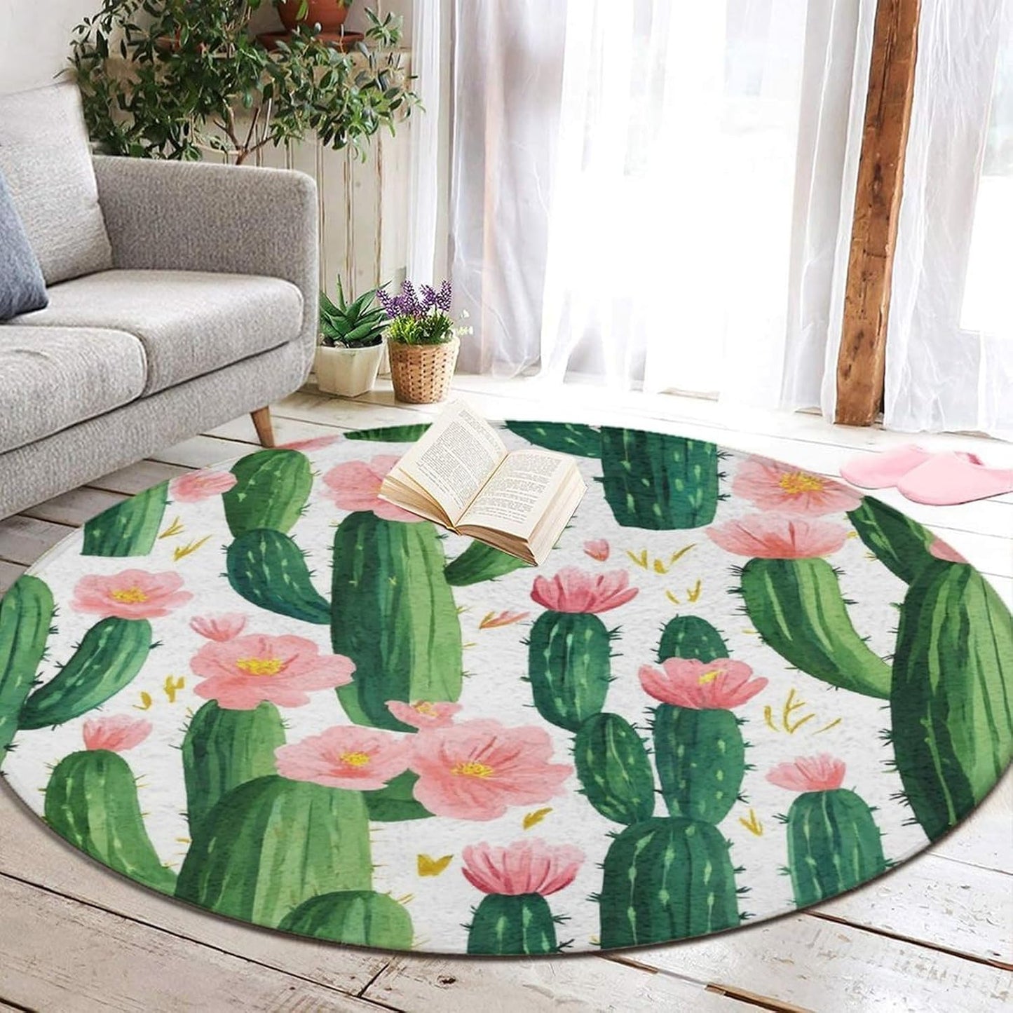 Large Home Decor Mat, Soft Round Yoga Carpet, Non Slip Machine Washable Home Office Circle Rug Gothic Witchy Sun Moon Mushroom Moth