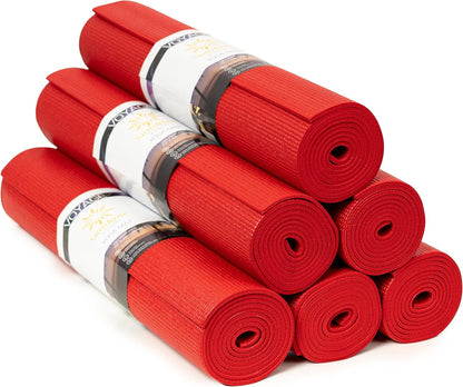 Voyage Yoga Mat, 6 Pack, 72" x 24" Professional Studio and Gym Bulk Yoga Mats, 5mm Thick, Durable, Anti-Tear, Non Slip Fitness and Exercise Mats