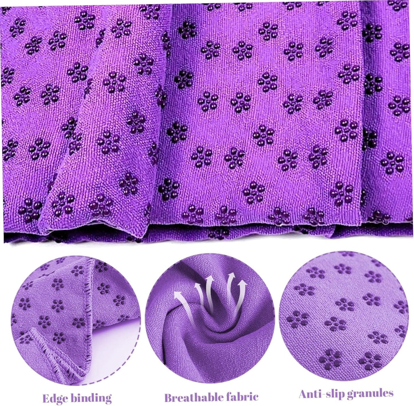Hot Yoga Towel - Microfiber Non Slip Yoga Mat Towel with Grip Dot Sweat Absorbent Towel for Hot Yoga, Pilates and Fitness 72" x 24", Purple