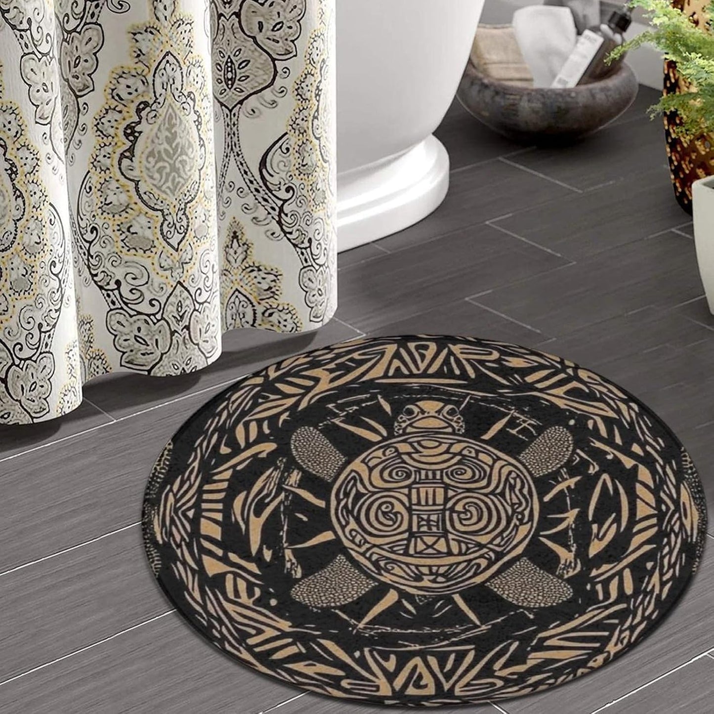 Room Sofa Yoga Soft Round Carpet, Home Decor Non Slip Kitchen Office Circle Rug, Machine Washable Modern Round Area Rug Beach Turtles, 60inch