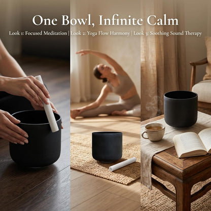 ALIOTH 7" B Note Crystal Singing Bowl Crown Chakra with Suede Mallet for Meditation, Yoga, Chakra Healing & Sound Therapy