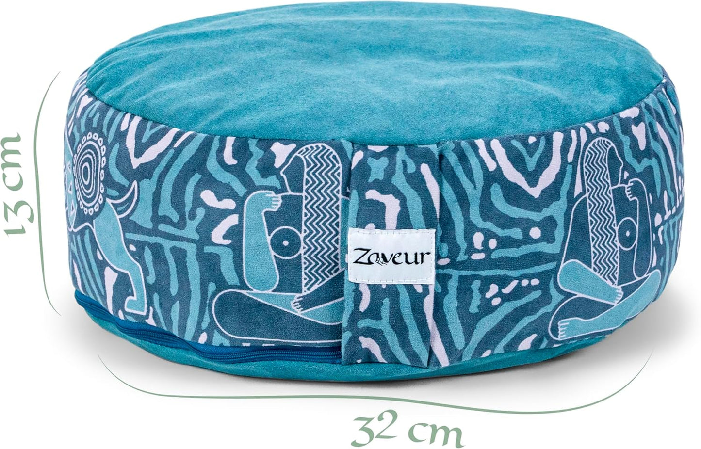 Zaveur Royal Court Zafu Meditation Cushion - 18" Round Yoga Bolster Pillow with 100% Cotton Filling and Canvas Cover - Premium Floor Pillow for Meditation - Yoga Cushion for Sitting on Floor - Gray