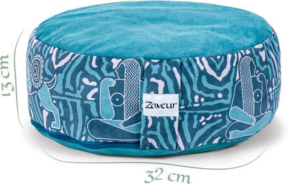 Zaveur Royal Court Zafu Meditation Cushion - 18" Round Yoga Bolster Pillow with 100% Cotton Filling and Canvas Cover - Premium Floor Pillow for Meditation - Yoga Cushion for Sitting on Floor - Gray