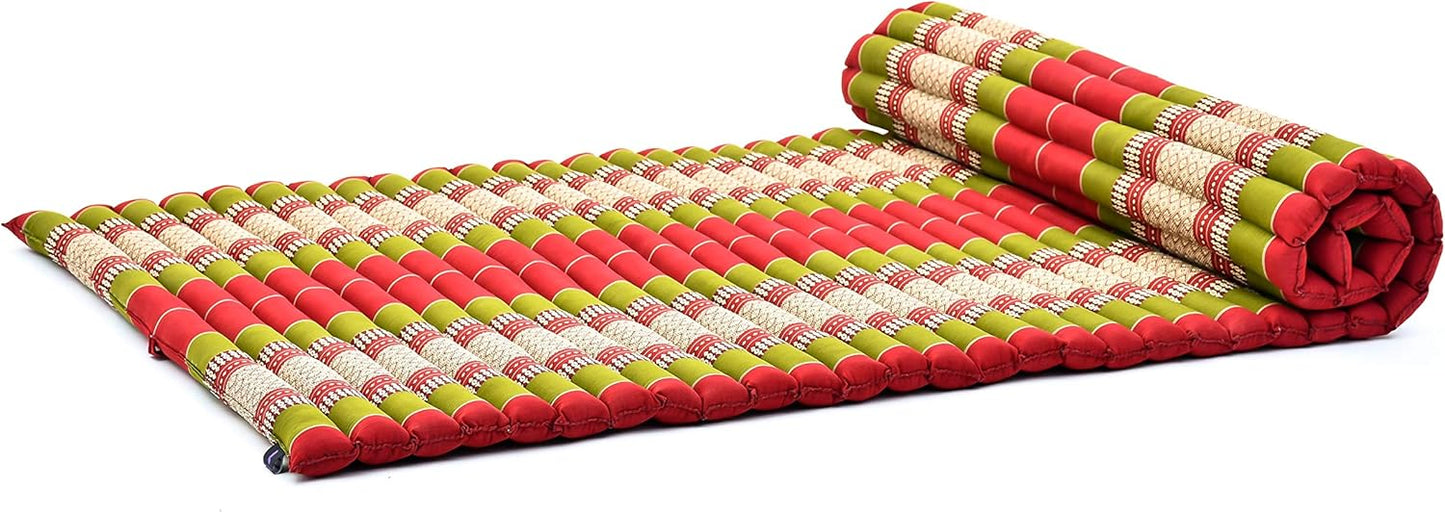 Leewadee - Kapok Roll Mat – Handcrafted Folding Sleep & Relaxation Mattress from Thailand, Ideal as Guest Bed, Camping Mat, Yoga Mat or Traditional Futon, 75 x 39 inches, Anthracite