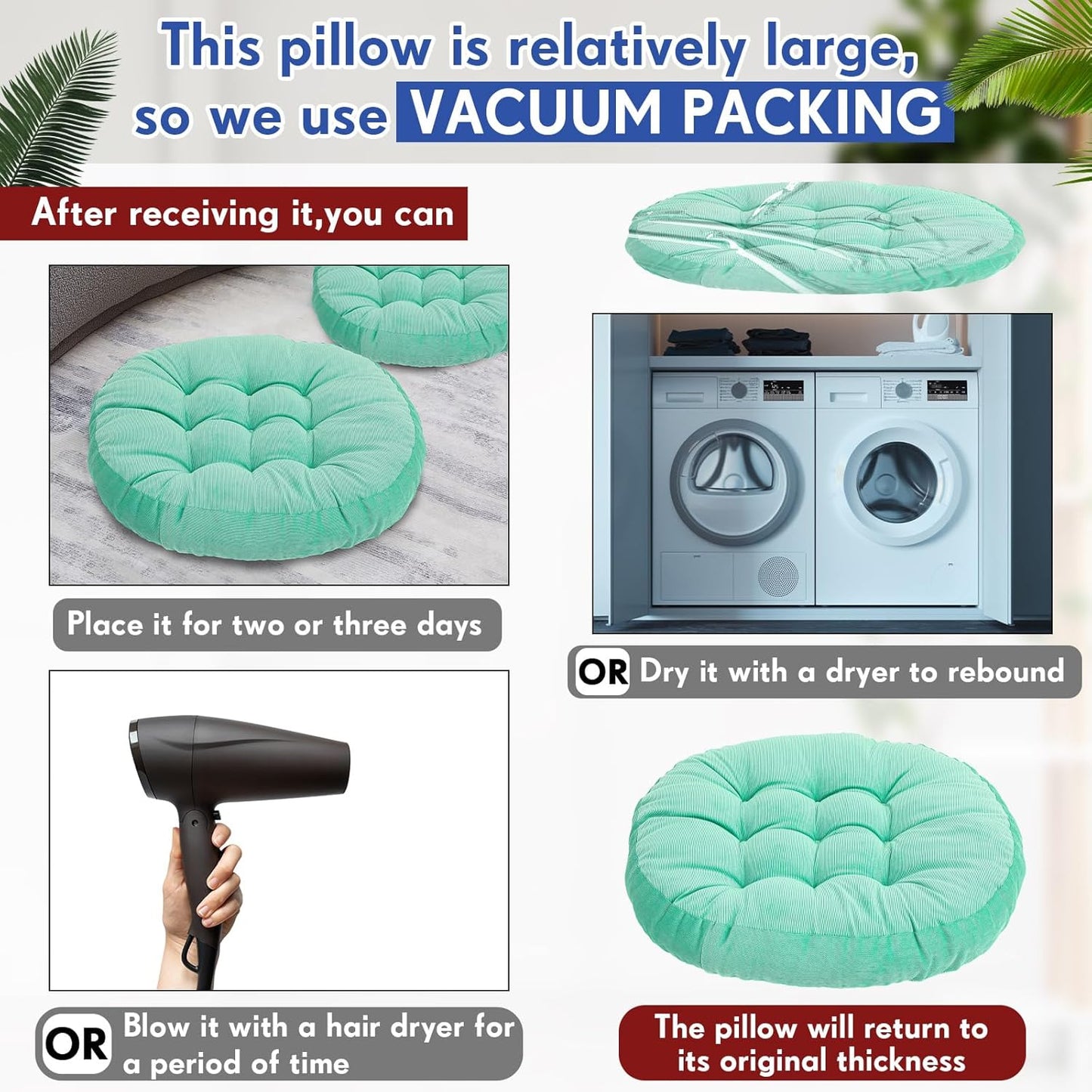 Jerify Floor Pillow Cushions Large Round Square Large Meditation Floor Pillow for Classroom Adult Meditation Picnic Party Seating Learning Daycare School(Square,Mixed Colors,4 Pcs)