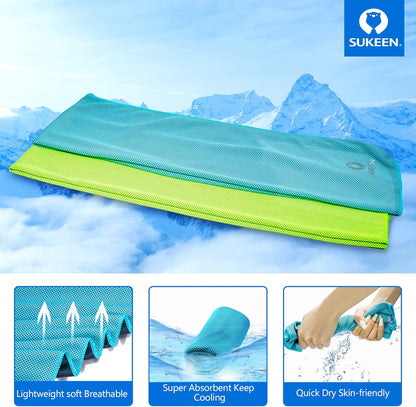 Sukeen [4 Pack Cooling Towel (40"x12"), Soft Breathable Chilly Microfiber Towel for Yoga,Sport,Running,Gym,Workout,Camping,Fitness,Workout & More Activities