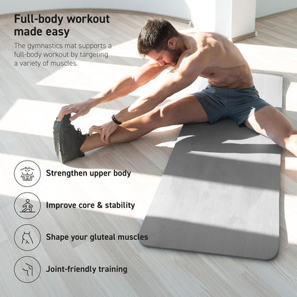 MSPORTS Yoga Mat Premium Non Slip Thick – Extra Comfortable Exercise Mat for Home Workouts, Pilates, Stretching & Gym – Cushioned NBR Foam, Gym Mat with Strap, for Women & Men