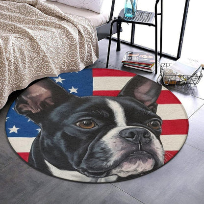 Machine Washable Modern Round Area Rug, Room Sofa Yoga Soft Round Carpet, Home Decor Non Slip Kitchen Office Circle Rug Union Jack Flag UK Mandala Art, 60inch