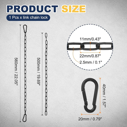 PATIKIL 2 Pcs Gate Chain Lock, 26 in x 4mm Chain Dia Alloy Steel Hanging Chain Lock with 2 Open Clasps for Stall Barn Fence Gate Hammock Swing Punching Bags Sandbag Yoga Gym, Black