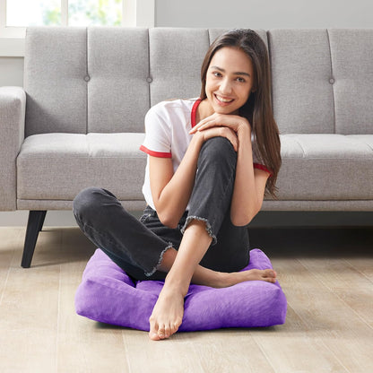 Meditation Floor Pillow Set of 2, Round Large Pillows Seating for Adults, Tufted Corduroy Cushion for Living Room Tatami, Beige 22 Inch