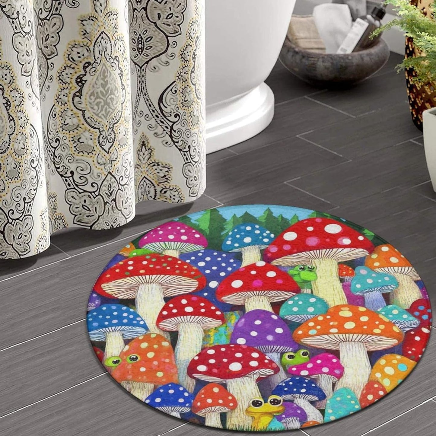 Home Decor Non Slip Kitchen Office Circle Rug, Machine Washable Modern Round Area Rug, Room Sofa Yoga Soft Round Carpet Purple Galaxy Trippy Space Astronaut Art, 36inch