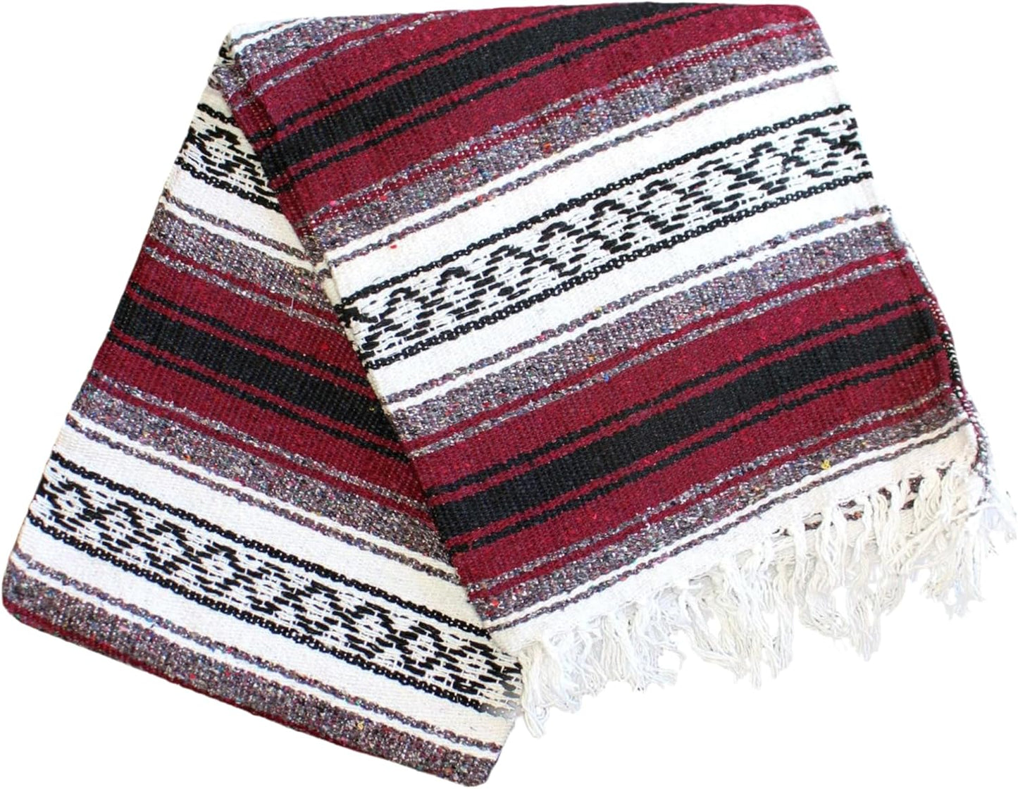 Del Mex Classic Mexican Blanket, Large Authentic Woven Falsa Throw (70"x50"), Artisan Southwest Décor for Beach, Yoga, Outdoors (Lavender)
