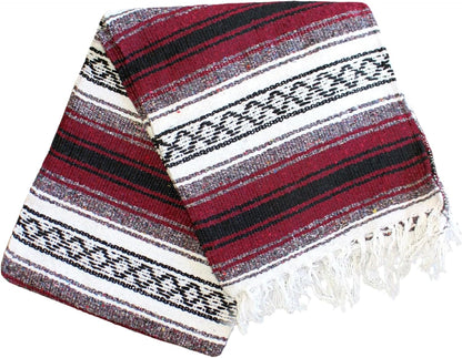 Del Mex Classic Mexican Blanket, Large Authentic Woven Falsa Throw (70"x50"), Artisan Southwest Décor for Beach, Yoga, Outdoors (Lavender)