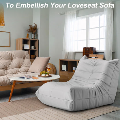 Hobestluk Giant Bean Bag Chair Lazy Floor Sofa, Memory Foam Fireside Sofa for Adults, Big Beanbag Faux Leather Armless Chair for Living Room Bedroom Dorm Office (Brown, Single)