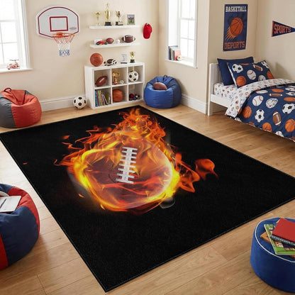 Sports Field Area Rug,5x7ft, Soccer Field Chalked Blackboard Football Stadium Board Painted Non-Slip Soft Carpet Floor Mat Indoor Living Room Bedroom Rugs Yoga Mat Home Decor