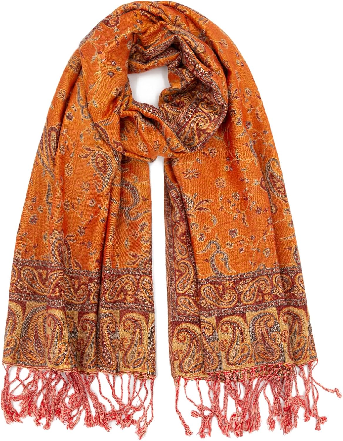 Ciormis Two Tone Silky Paisley Pashmina Shawl Scarf,Soft Women's Rave Jacquard Pashminas Wrap Scarves