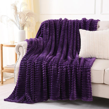 Khaki Throw Blanket for Couch Sofa 50x60 inches Striped Fleece Blankets Room Home Decor Lightweight Plush Soft Cozy Gifts for Women Mom Girls