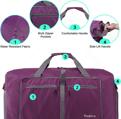 Woogwin Travel Duffel Bag Large Foldable Waterproof Overnight Bag for Beach Swim Bags Pool Sports Gym