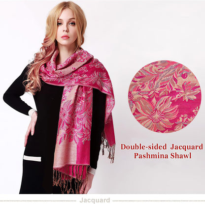 vimate Silky Paisley Pashmina Shawl Scarf-Women's Soft Double-side Jacquard Pashminas Wrap for Evening Dress Travel Shawl