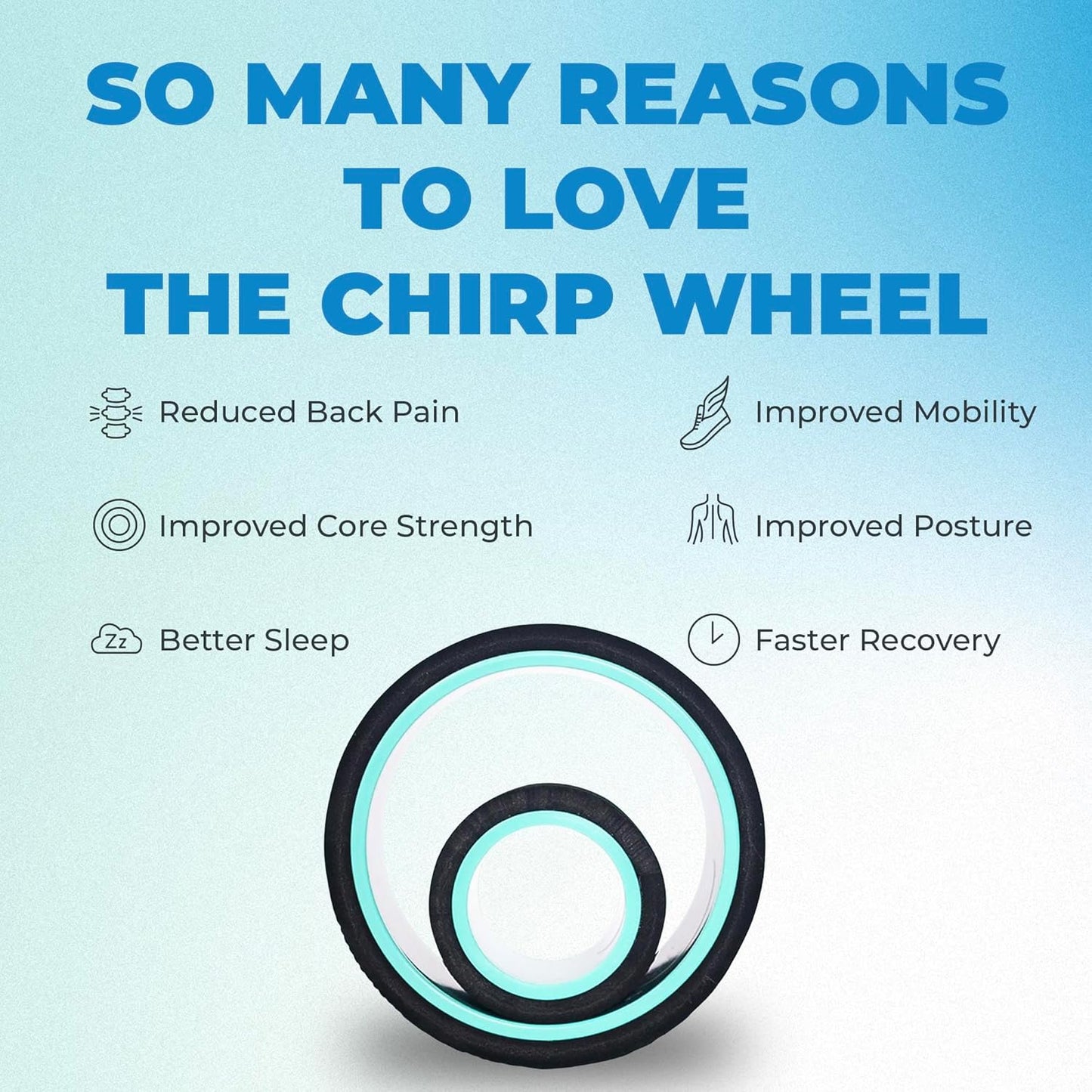 Chirp Wheel Foam Roller – Targeted Back & Neck Relief, Lumbar Spine Stretcher, Spinal Decompression Back Stretcher, Massage Roller with Density Foam for Physical Therapy, Supports 500lbs, 4-Pack Black