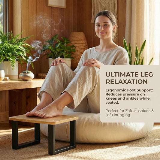 Bamboo Meditation Footrest & Seiza Kneeling Aid – 7" Yoga Support Platform for Leg Relief & Deep Stretching – Ergonomic Zen Prop