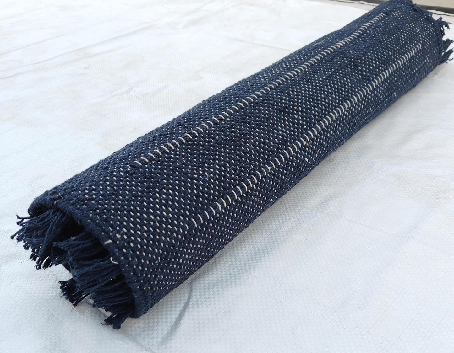 Indian Handmade100 % Organic Anti Skid Multi Colour Cotton Yoga Mat - Eco-Friendly Hand-Woven Rug - Non-Slip & Thick (24”x72”x5mm) for Hot yoga & Everyday Fitness at Home - Comfortable & Foldable Extra-Long Mat