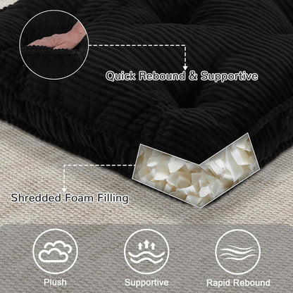 Meditation Floor Cushion, 22x22 Tufted Floor Pillow for Adults, Square Large Meditation Cushion Pillow, Green Corduroy Sitting with Handle, Yoga Seating for Tatami, 1Pack