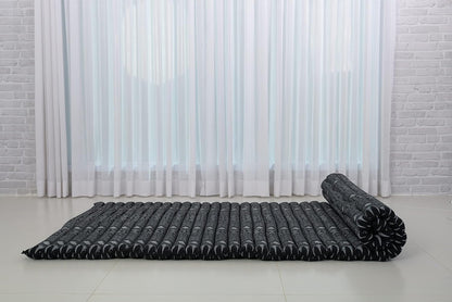 Leewadee - Kapok Roll Mat – Handcrafted Folding Sleep & Relaxation Mattress from Thailand, Ideal as Guest Bed, Camping Mat, Yoga Mat or Traditional Futon, 75 x 39 inches, Anthracite
