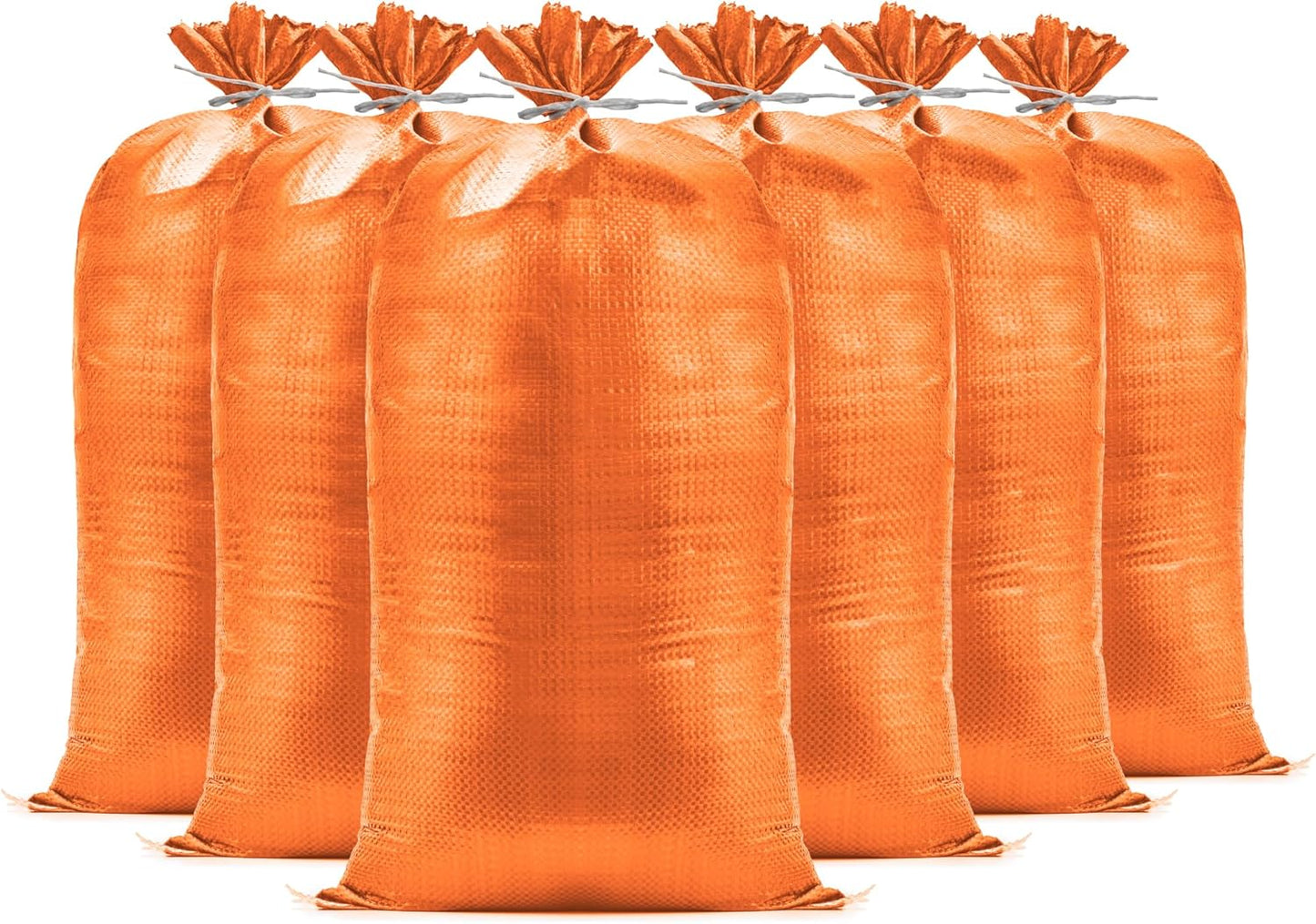 (Not Made in China) 20 Pack, Heavy Duty Sand Bags for Flooding, Empty Sandbags with Tie Strings, UV Protection 1600 Hours, Flood Control,14in x 26in, Sandbag for Weight, 50lb Capacity, White
