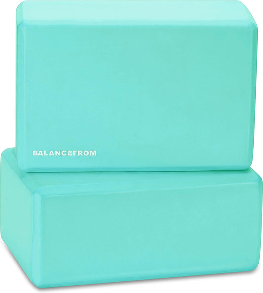 Fitvids Set of 2 High Density Yoga Blocks, 9"x6"x4" Each, Pair, Multiple Colors