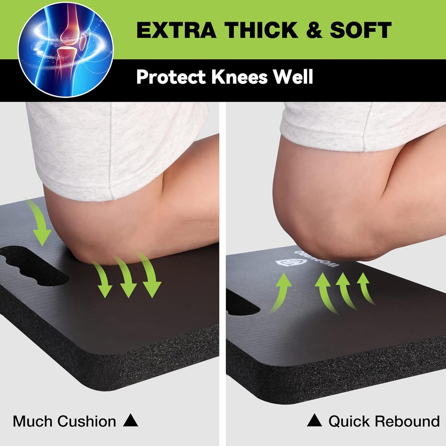 WORKPRO Extra Thick Kneeling Pad, Soft NBR Foam Cushioning for Knee, Large Foam Kneeler Mat for Gardening, Bathing Baby, Exercise, Workout Supplies, 17.5 x 11 x 1.5 in, Black