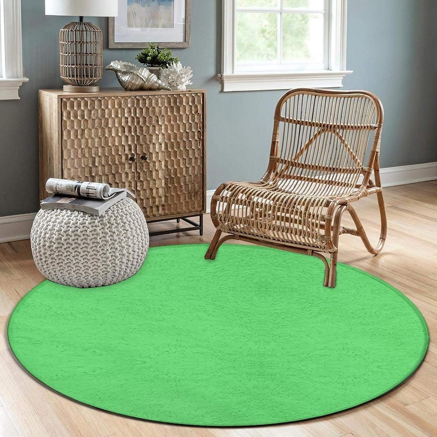 Women's Large Home Decor Mat, Soft Round Yoga Carpet, Non Slip Machine Washable Home Office Circle Rug Purple