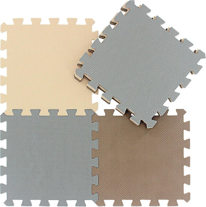 qqpp EVA Rubber 18 Tiles Interlocking Puzzle Foam Floor Mats - Baby Play Mat for Playing | Exercise Mat for Home Workout. White, Pink, Gray. QC-ACLb18N