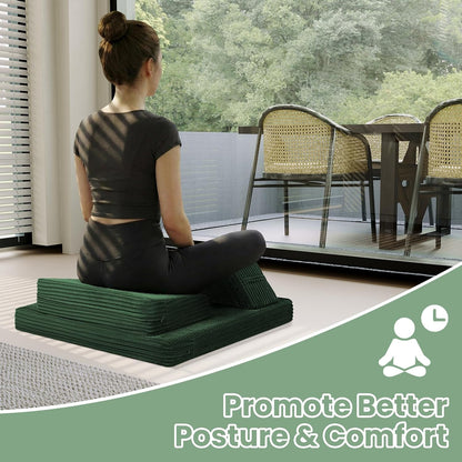 Meditation Cushion Set, Meditation Pillow for Sitting on Floor, Large Yoga Pillow with Knee Support, Washable Zafu Meditation Mat, 3 Shapes Floor Pillow for Adults, Dark Grey