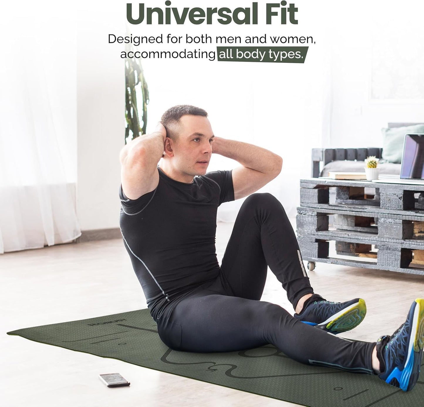 Robust Extra Thick Yoga Mat 1/4 & 1/3 & 2/5 Inch - Non Slip Exercise Mat with Alignment Lines, Carrying Strap, TPE Eco-Friendly Material for Knee Support, Sweat-Proof 72" x 24" for Women & Men