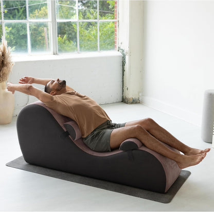 Avana Chakra Yoga Chaise - 2 Adjustable Headrests & Handles with Adjustable Straps, Micro-Velvet/Microloop, Grey & Grey
