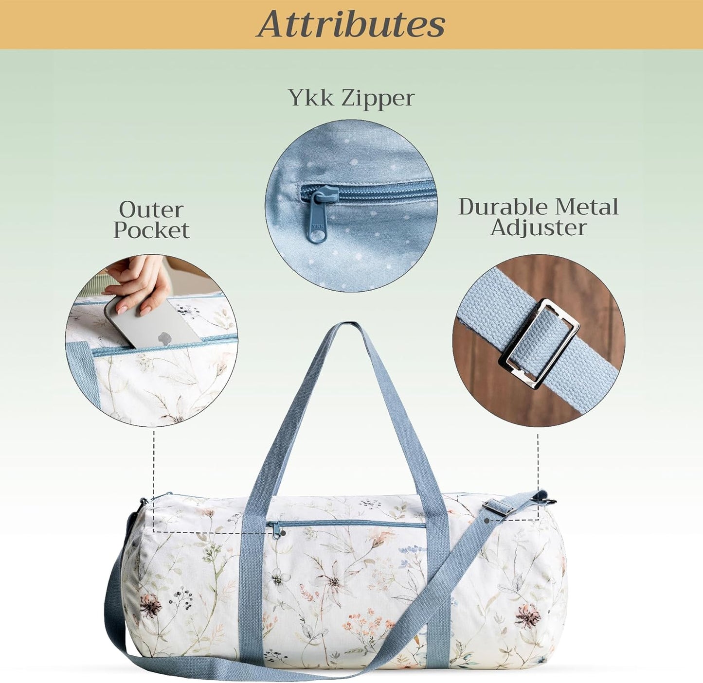 Maison d' Hermine Yoga Mat bag, Cylindrical bag for Woman&Men, yoga mat Bag &Adjustable shoulder straps Yoga Mat Carrier Bag with Drawstring Water Bottle Pocket and zipper pocket Easter Gifts