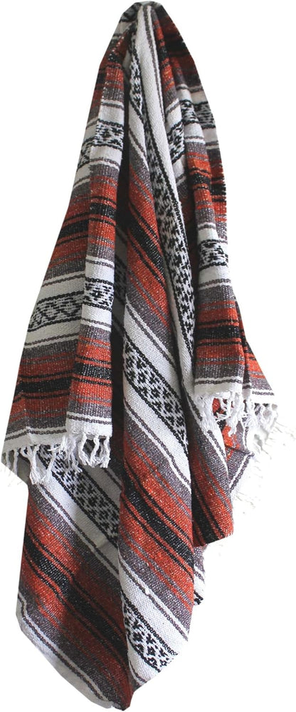 Del Mex Classic Mexican Blanket, Large Authentic Woven Falsa Throw (70"x50"), Artisan Southwest Décor for Beach, Yoga, Outdoors (Lavender)