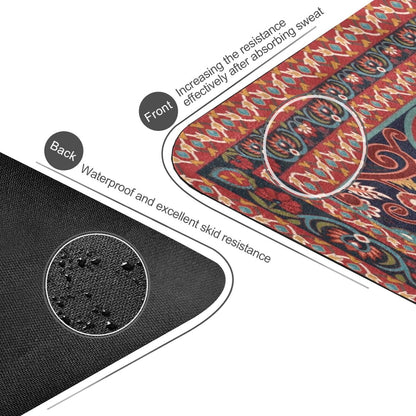 Kigai Travel Yoga Mat 71" x 24" Non Slip Natural Rubber Foldable Exercise Mat Ultra Thin 1.5mm Lightweight for Fitness, Pilates & Home Workout, Persian Design