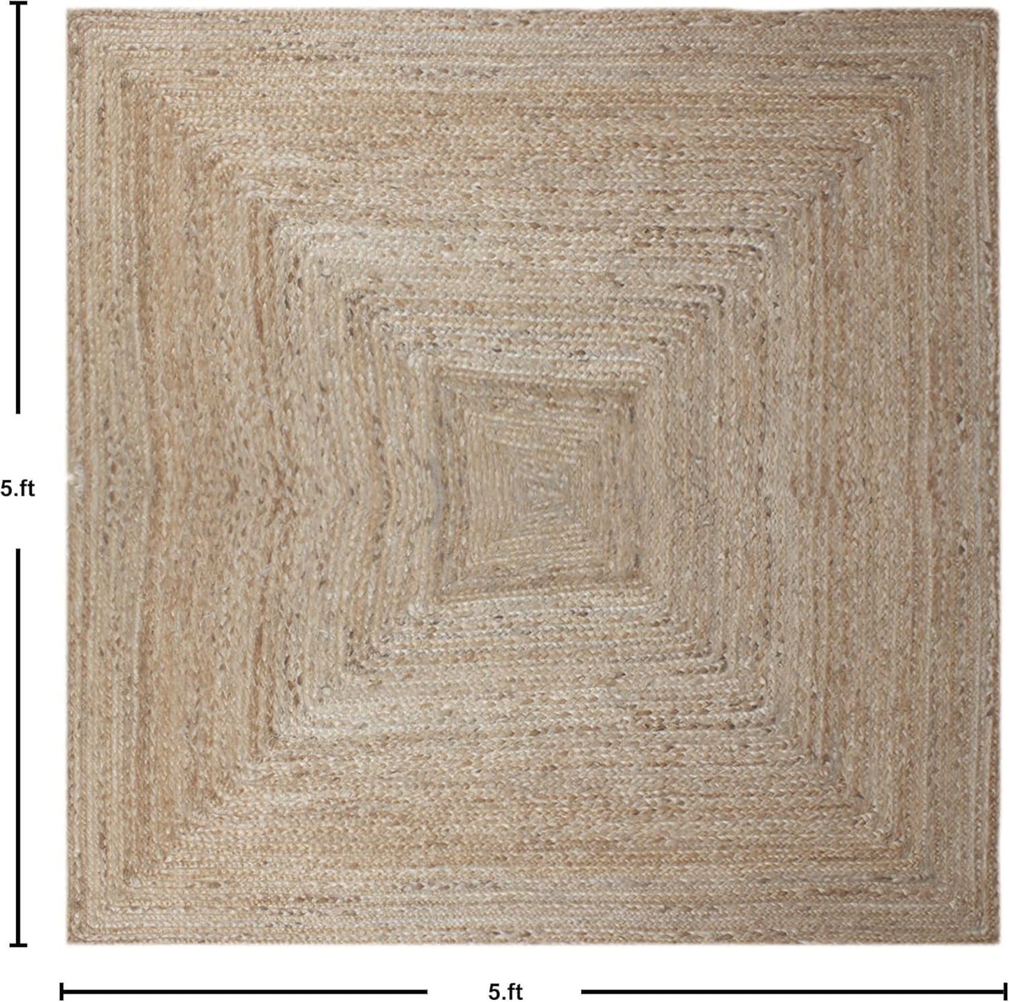 Scalloped Edge Kilim Rug 3' Square Rug Beige & Multicolor Cape Cod Design Carpet Thick 0.27 inches Hand Braided Jute Flatweave Indoor Outdoor Use Rugs for Bedroom, Kitche, Yoga Mat
