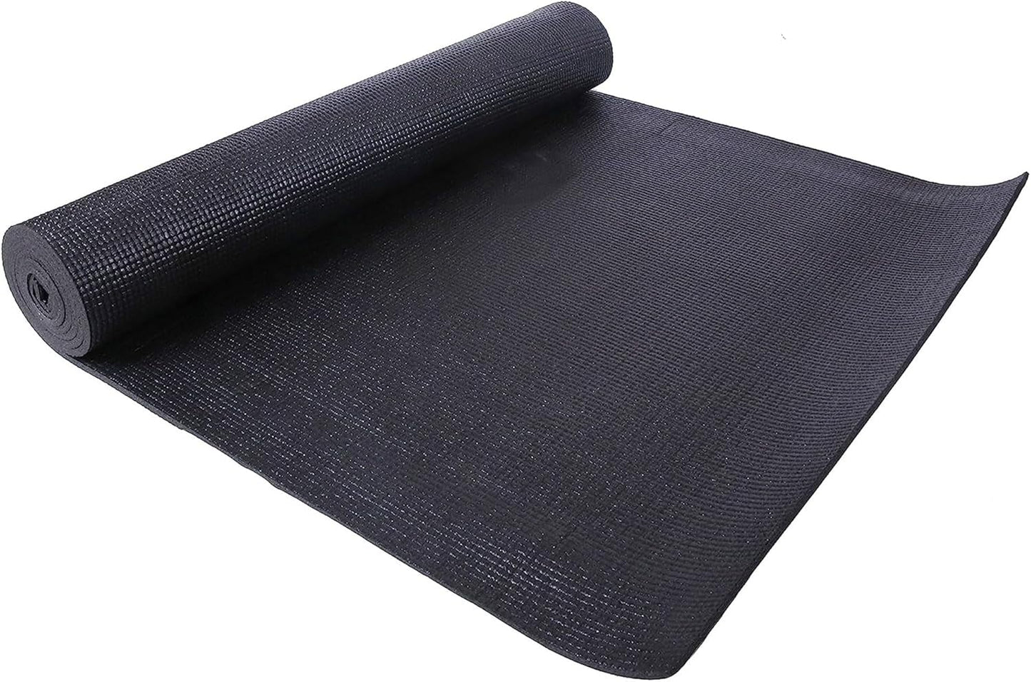 Signature Fitness All Purpose 0.25 Inch Thick High Density No Tear Exercise Yoga Mat with Strap & Lightweight Features for Indoor & Outdoor Use, Black