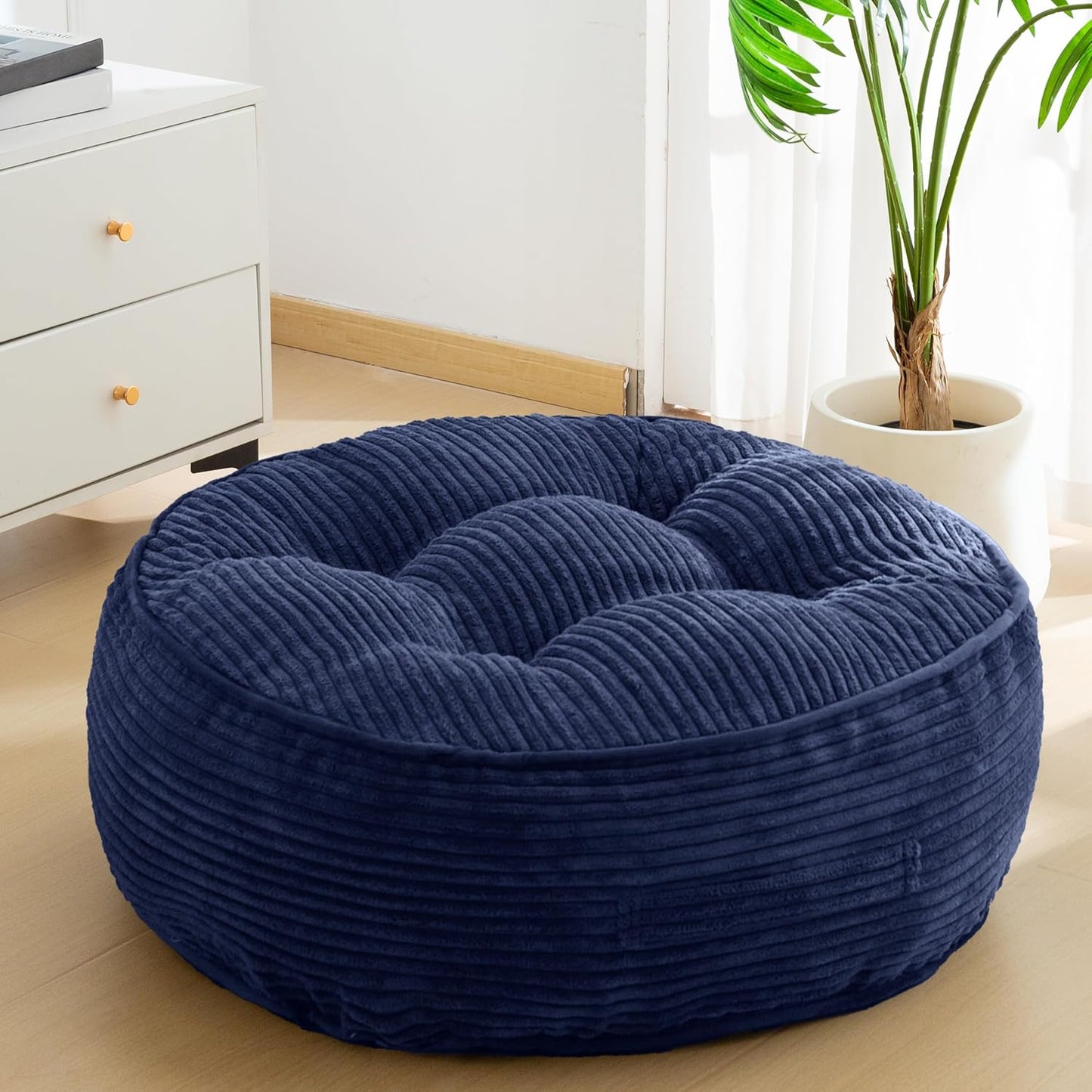 HIGOGOGO Floor Pillow Cushion for Adults, Meditation Cushion Pillow, Large Square Floor Sitting, Tufted Corduroy Cover, for Tatami Living Room or Yoga, 22x22 Inch, Dark Grey