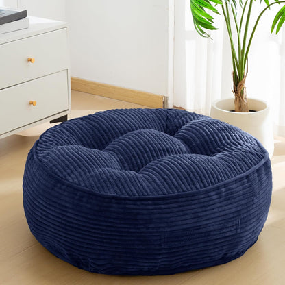 HIGOGOGO Floor Pillow Cushion for Adults, Meditation Cushion Pillow, Large Square Floor Sitting, Tufted Corduroy Cover, for Tatami Living Room or Yoga, 22x22 Inch, Dark Grey
