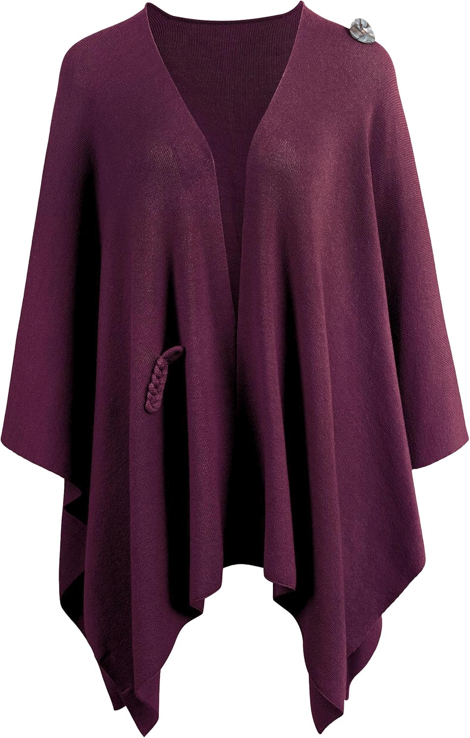 PULI Womens Large Cross Front Poncho Sweater Wrap Topper Knitted Elegant Shawls Cape for Fall Winter