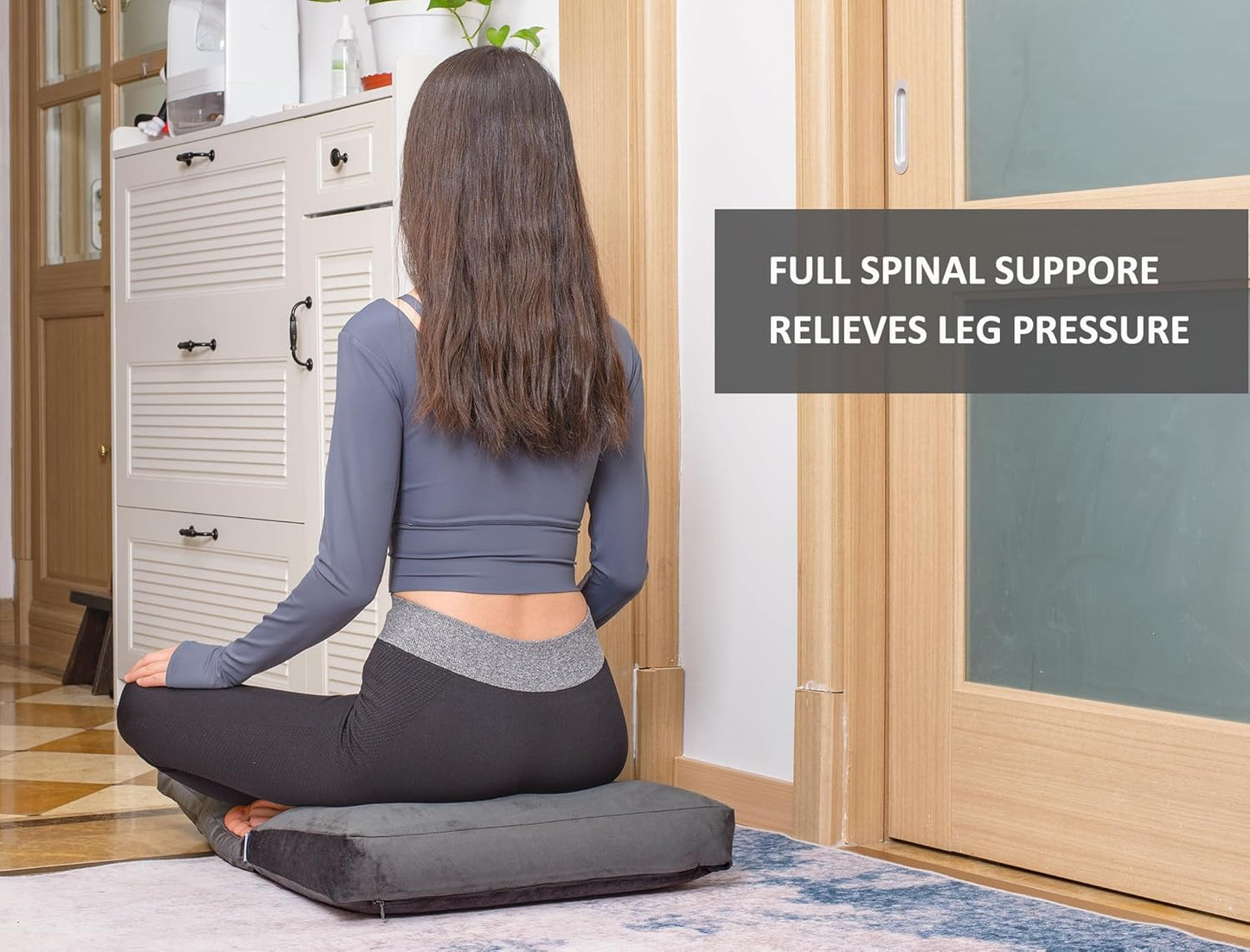 Meditation Cushion,Velvet Meditation Pillow and Zabuton 2-in-1 Portable Design(50 * 70CM). (Dark Gray, Service H：9cm)