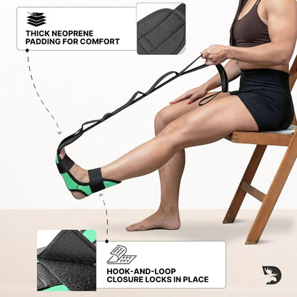 DMoose Fitness Foot & Calf Stretcher with Adjustable Padded Stretching Strap for Plantar Fasciitis, Hamstring, Heel Spurs and Achilles Tendonitis Relief - Yoga Leg Stretch Strap for Flexibility