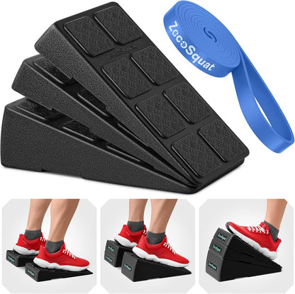 Squat Wedge Block Set of 3/5 - 960 LBS Capacity - Slant Board for Calf Stretching with 5 Stackable Angles - Calf Stretcher Slant Board - Workout Equipment - EPP Material for Exercise Equipment & Physical Therapy