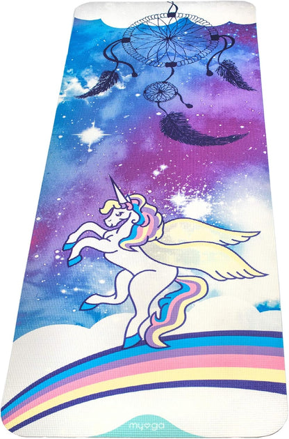 Myga Childrens Yoga Mat,Eco-Friendly Printed Yoga, Exercise and Fitness Mat for Kids,Features 8 Yoga Poses on the Reverse,Non-Slip, Extra Grip and Multi-Purpose Mat